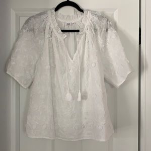 Gap white cotton embroidered top